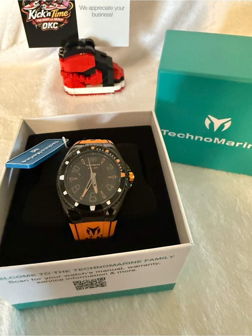 Technomarine Orange and Black Sport Watch with Bold Silicone Strap